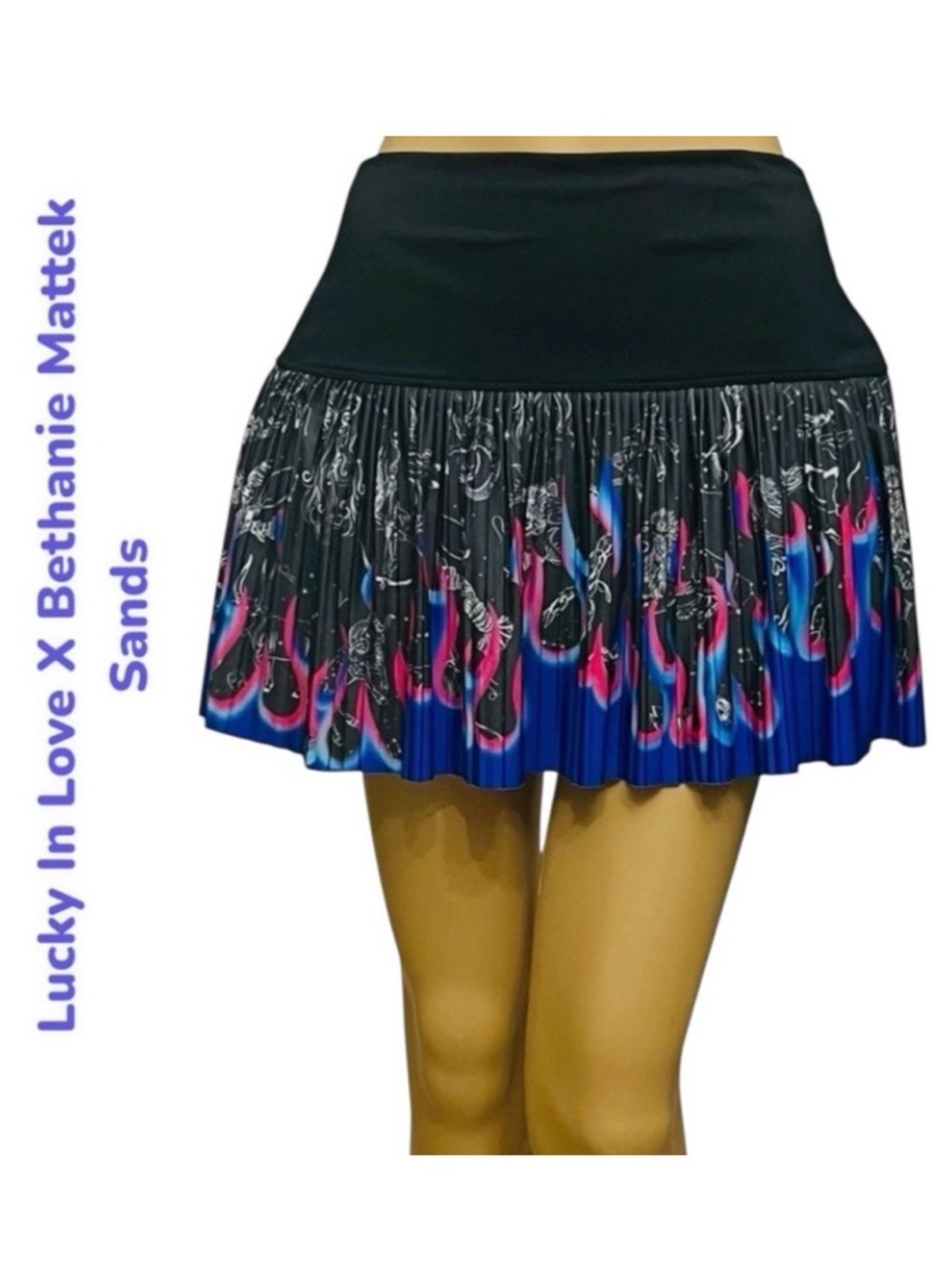Lucky In Love X Bethanie Mattek Sands Skirt Skort Pleated Hi-Zodiac Sz L NWOT